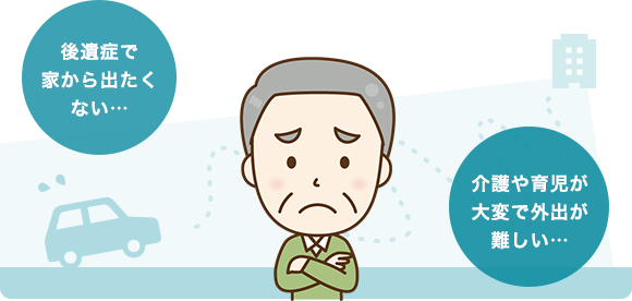 後遺症で家から出たくない… 介護や育児が大変で外出が難しい…
